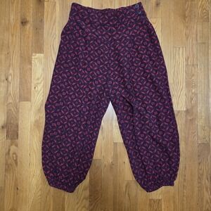 Anthropologie Womens Harem Pants Size Small Black and Red Cropped Baggy pleated